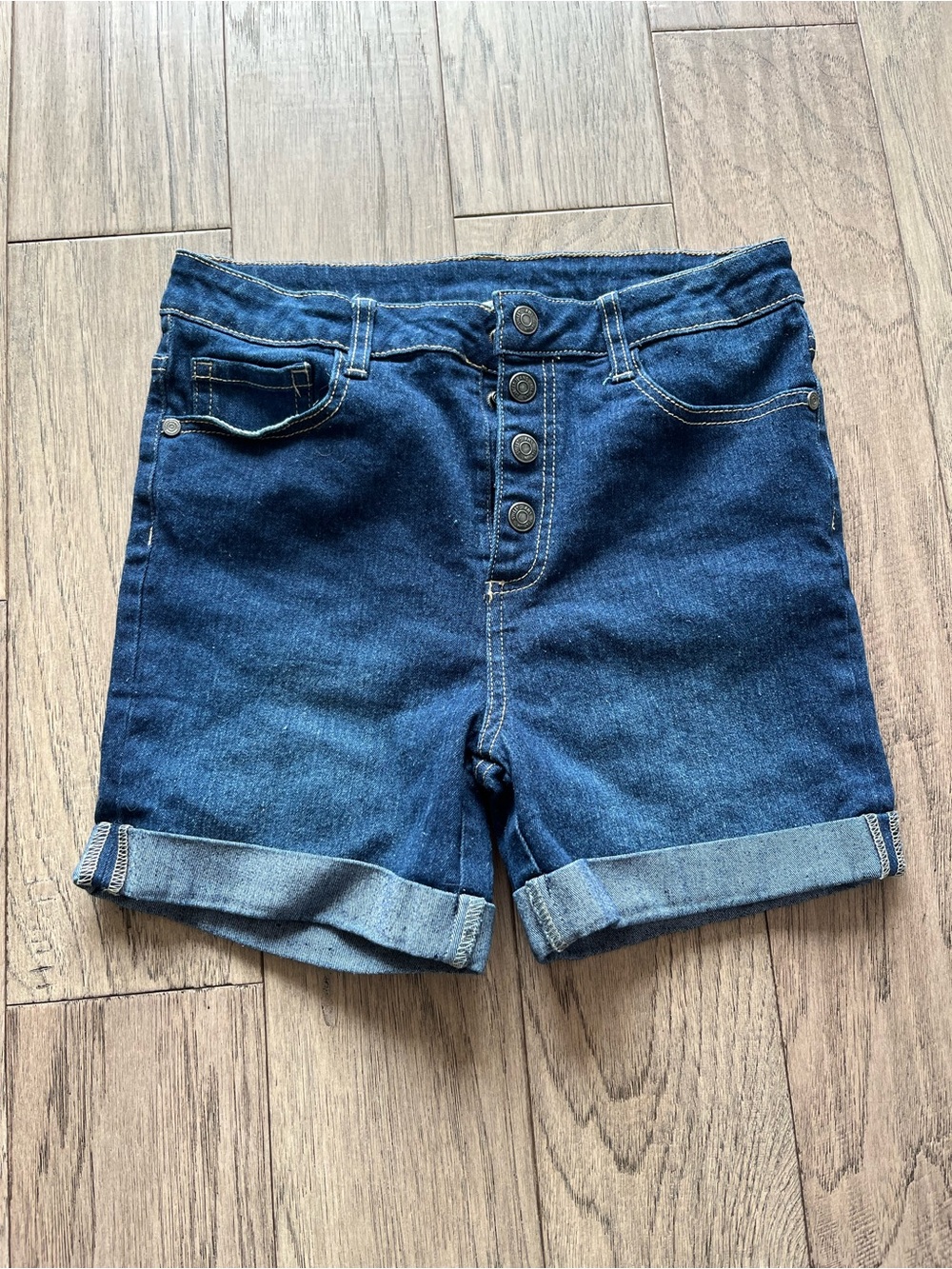 Classic Dark Blue Denim Button-Front kids Shorts 14/16